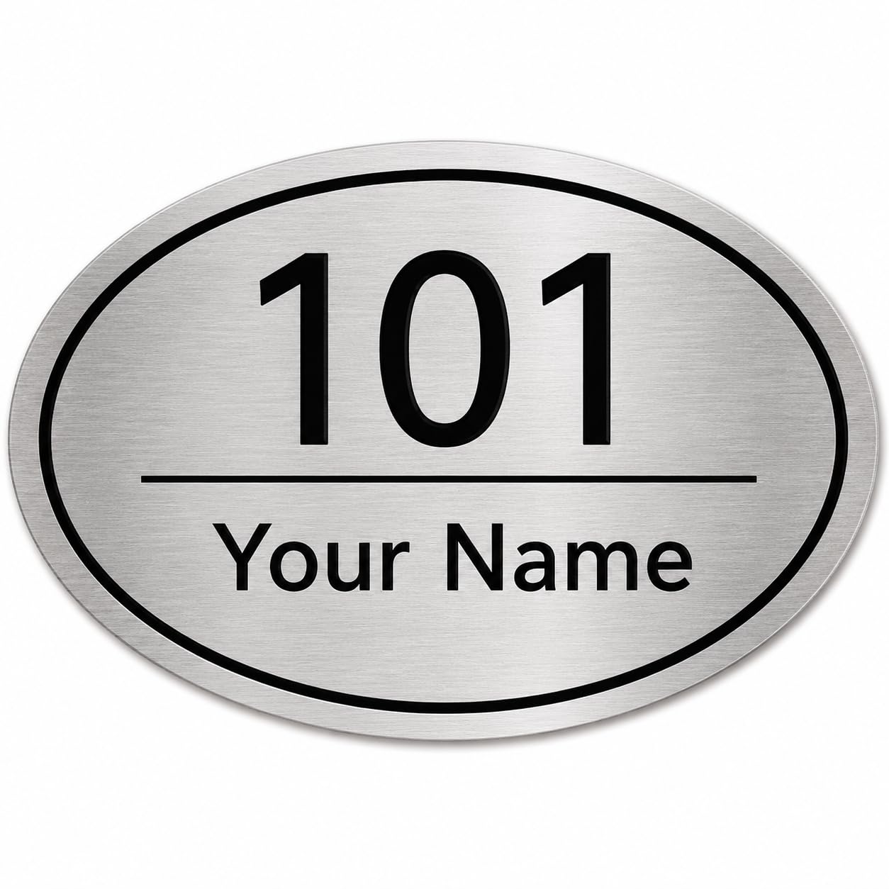 Customized Acrylic Name Plate | Personalized House Number Sign for Home & Office | Premium Silver Oval Shape Brushed Finish | Modern, Weatherproof(Self-Adhesive) | Flat/Apartment/Hotel Door Sign (7.5 x 5 Inches) (SILVER(LOGO)) — Amazon image 10