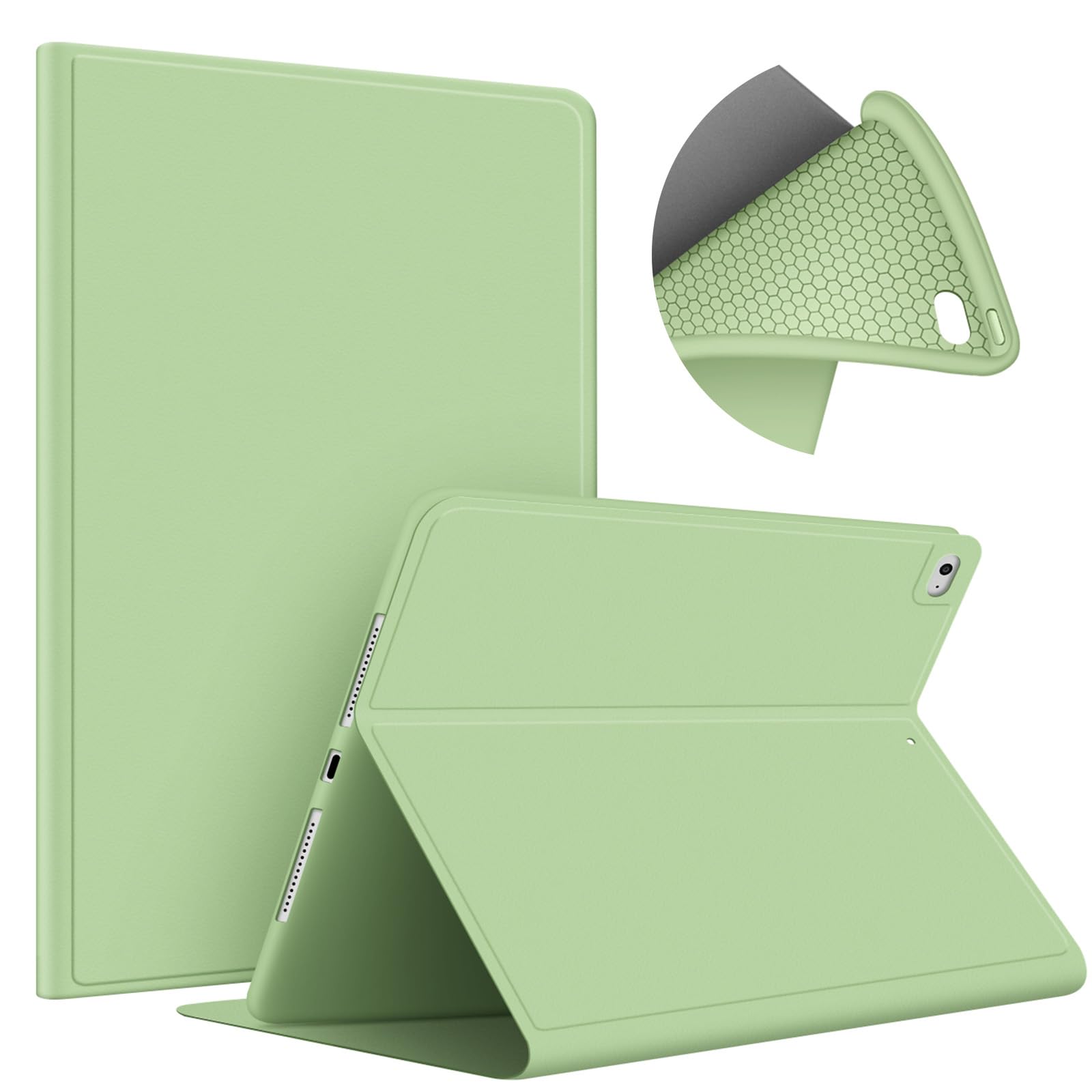 VAGHVEO IPad 2018 2017 9.7 Case/iPad Air 1 2 Case, Flexible Soft Transparent TPU Protective Shockproof Back Cover, Lightweight Tri-fold Stand Smart Cases Shell Resistant Impact Clear Case, Navy Blue