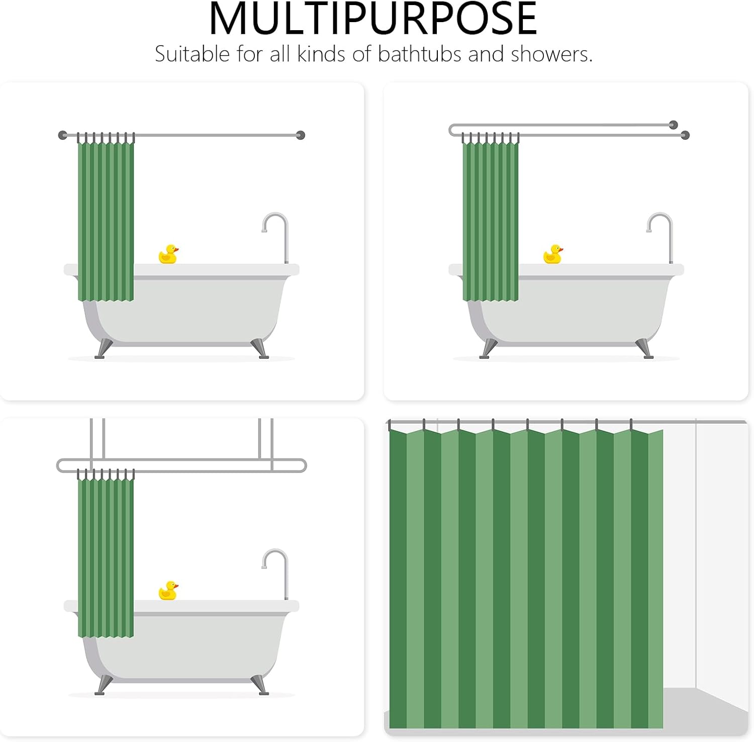 MEHOFOND Merry Christmas Shower Curtain,Winter Pine Green Tree Snowflake Farmhouse Shower Curtain,Merry Xmas Grey Snowflake White Snow Landscape Holiday Bathroom Decor Curtains with 12 Hooks,72x72 in
