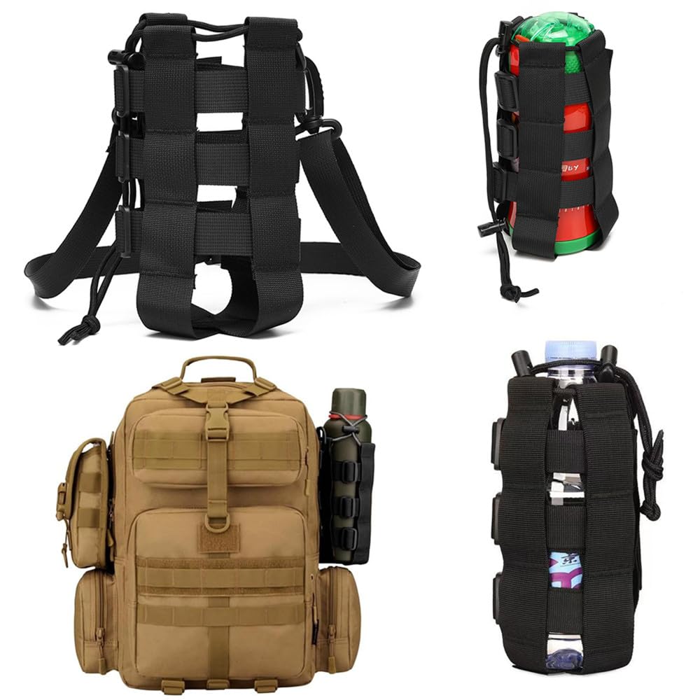 Porta Borraccia Zaino,Granmagazz Borsa tattica per bottiglia d'acqua militare portabottiglie impermeabile porta bollitore regolabile con coulisse per escursionismo, campeggio, viaggi, sport