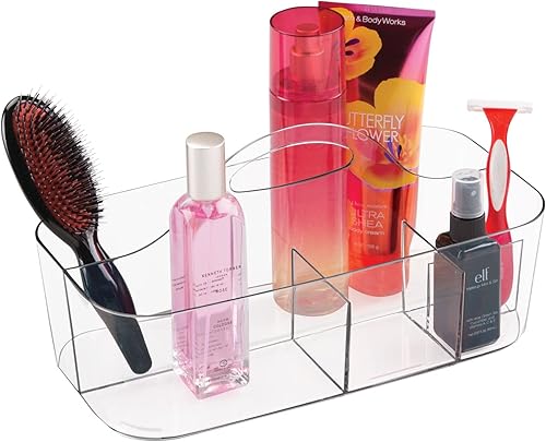 Miniatura 8 de mDesign Organizador de ducha dividido de plástico con asa, almacenamiento para baño o dormitorio, capacidad para jabón de manos, champú, esponjas,