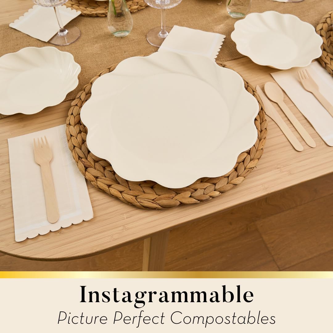 Sophistiplate Eco-Friendly Compostable Dinner Plates - Made of Bamboo Wood Fiber, and Sugarcane- Biodegradable and Disposable Party Plates- Sturdy & Heavy Duty - Pack of 16
