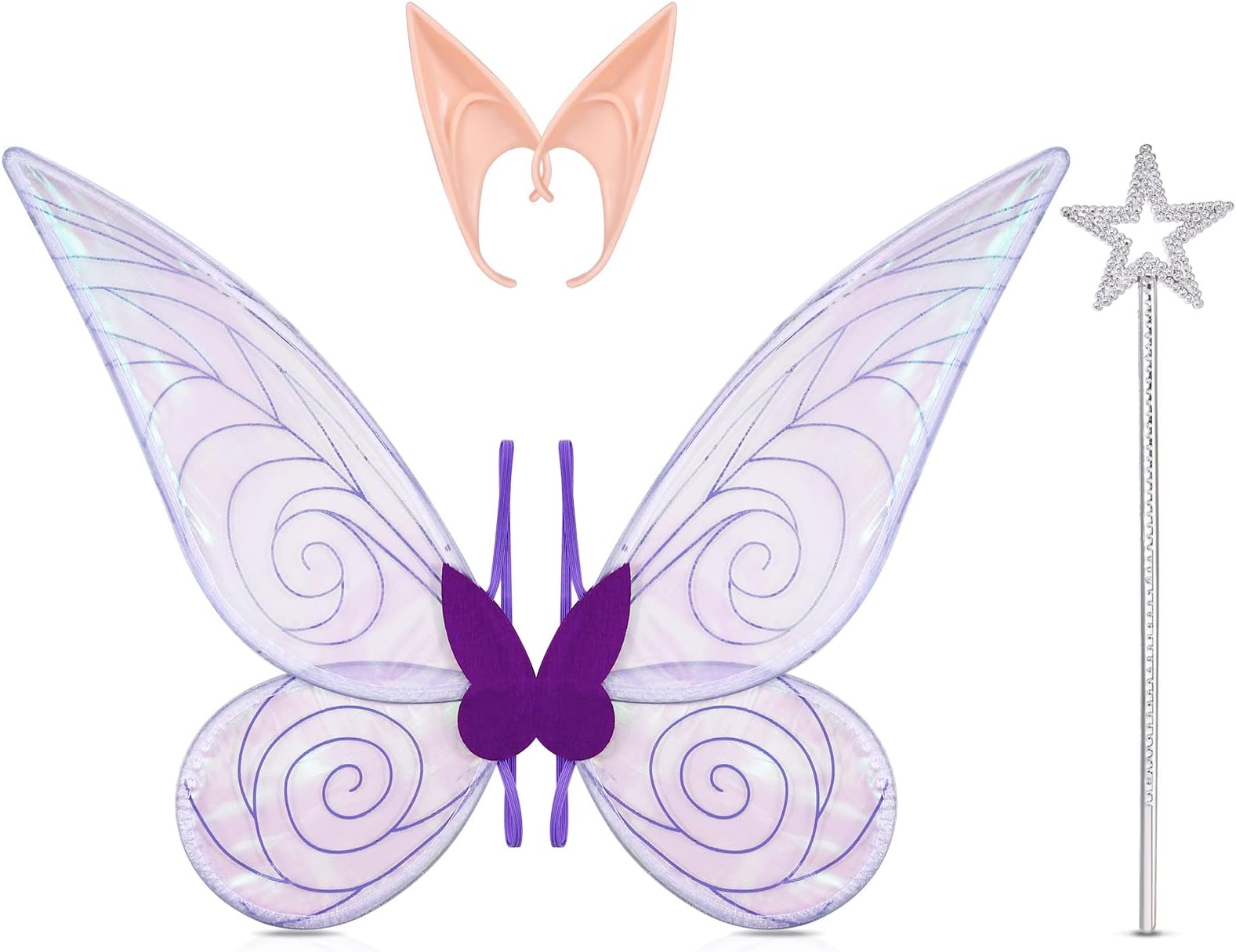 JOELELI Fairy Wings Dress Up for Girls Kids Women, Sparkle Sheer Butterfly Angle Wings Halloween Cosplay Costume Wings