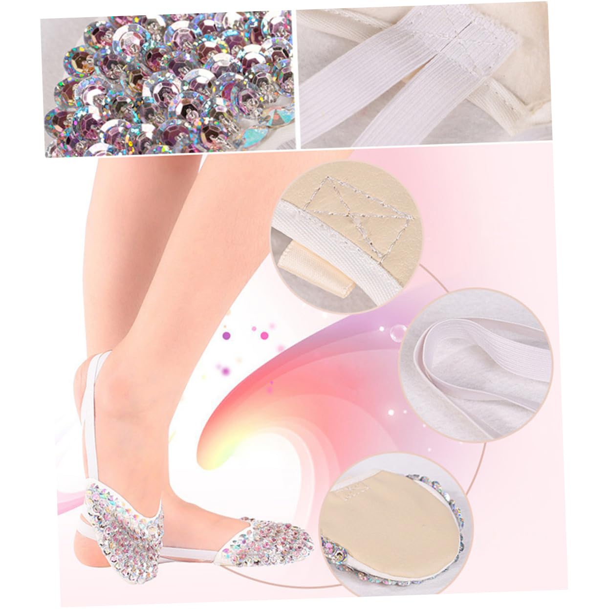 SOIMISS 3pares Zapatos De Ballet Protección para Dedos Calzado Antideslizante Lentejuelas Talla para Danza Gimnasia y Yoga