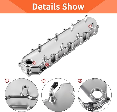 Miniatura 44 de Cubiertas de válvula de aluminio con aletas compatibles con bloque pequeño Chevy 58-86 Tall 327 350 400 - Plata pulida Plateado (sliver)