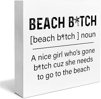 Inspirational Wood Box Sign Beach Quotes Wooden Box Sign Beach House Decor Beach Definition Square Wood Sign Desk Decoration Coastal Wood Block Plaque Box Sign for Shelf Home 5x5 Inch