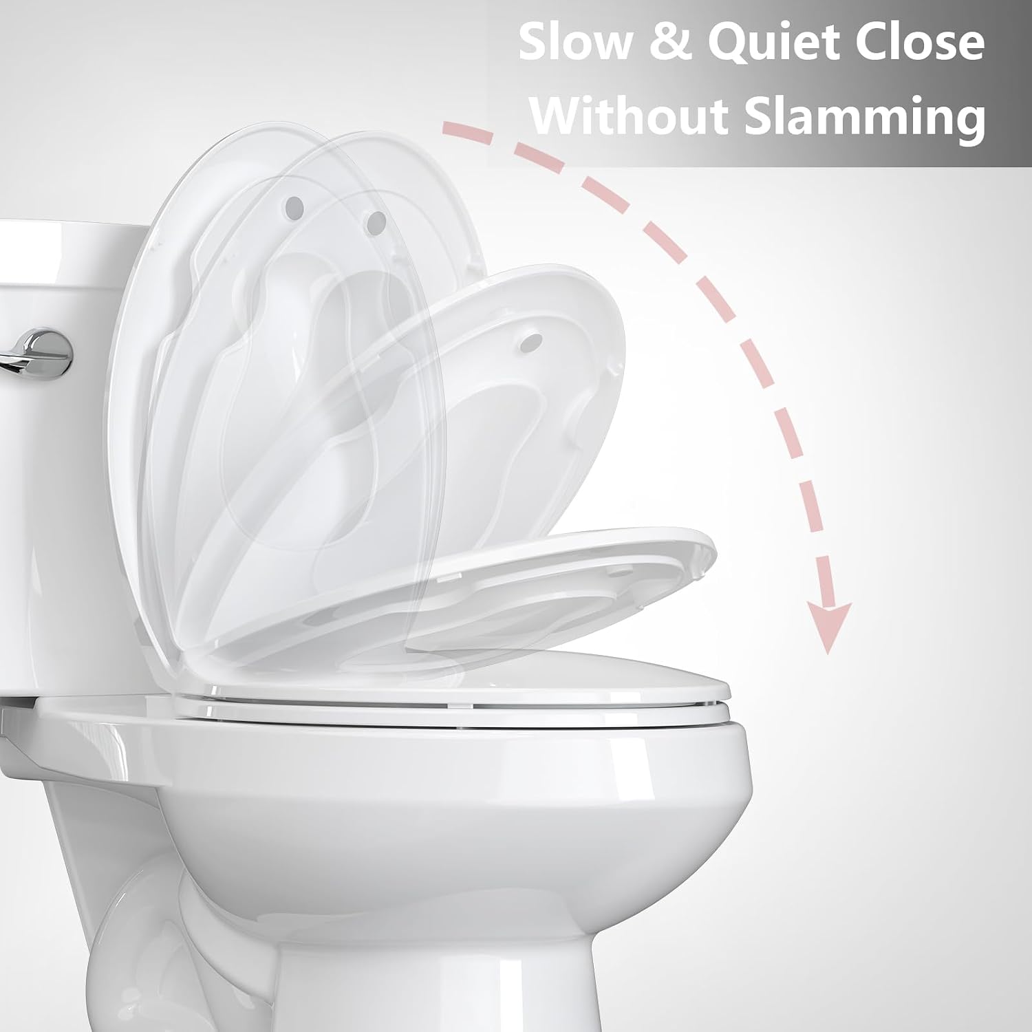 Toilet Seat, Elongated Toilet Seat with Toddler Seat Built-In, Slow Close, Easy Clean, Easy Installation & Release