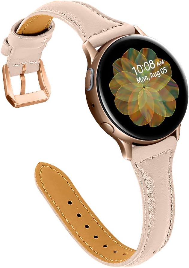 JOYOZY Leather Band Compatible with Samsung Galaxy Watch 6/7/FE/5/4 40mm 44mm,Active(40mm)/2(40mm)(44mm),Stylish Slim Wristband Strap for Galaxy Watch 42mm/Samsung Watch 6/4 Classic/Watch 5 Pro 45mm