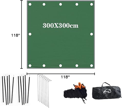 Miniatura 7 de Wind Tour Toldo portátil multifuncional para acampar al aire libre, viajes, para mochilero, ligera, protección UV y poliuretano de 118.110 in,