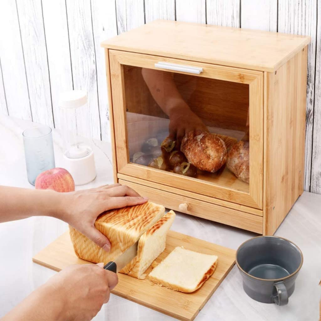 LIOONS Práctica Panera, Panera De Doble Capa, Panera De Cocina, con Ventana Transparente para Mayor Comodidad Y Frescura