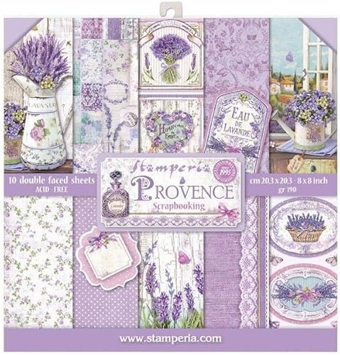 STAMPERIA INTERNATIONAL, KFT PAPER PAD 8X8 10PK PROVENCE, 20.3 x 20.3 (8" x 8"), multicolor