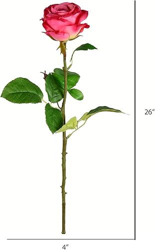 Miniatura 2 de Vickerman Tallo de rosa artificial rosa profundo de 26 pulgadas, 6 por bolsa