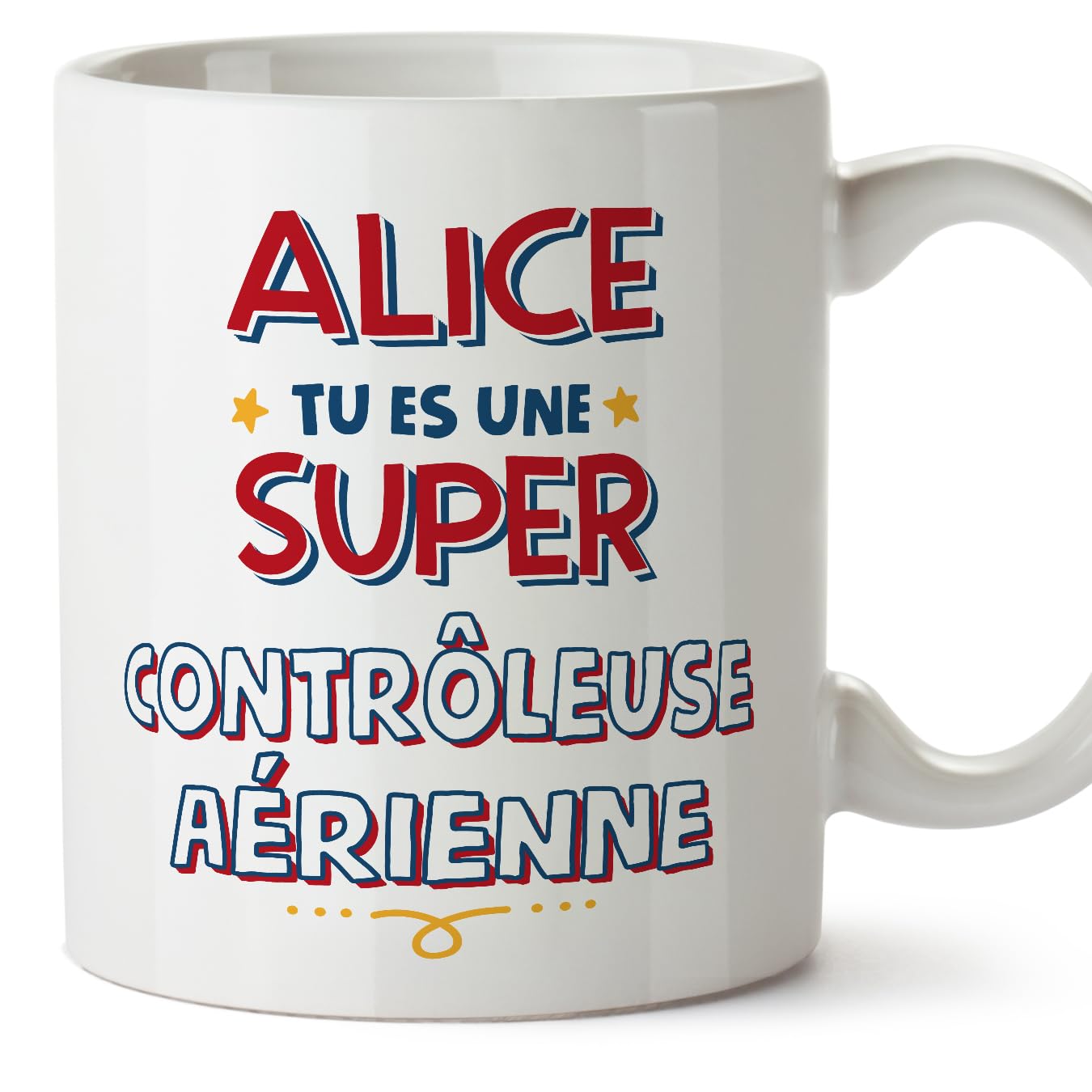 MUGFFINS Personalised Mug for AIR Traffic Controller Woman - in French - Tu ES Super - Funny Custom Gift for Colleagues - Ceramic 11oz Mug