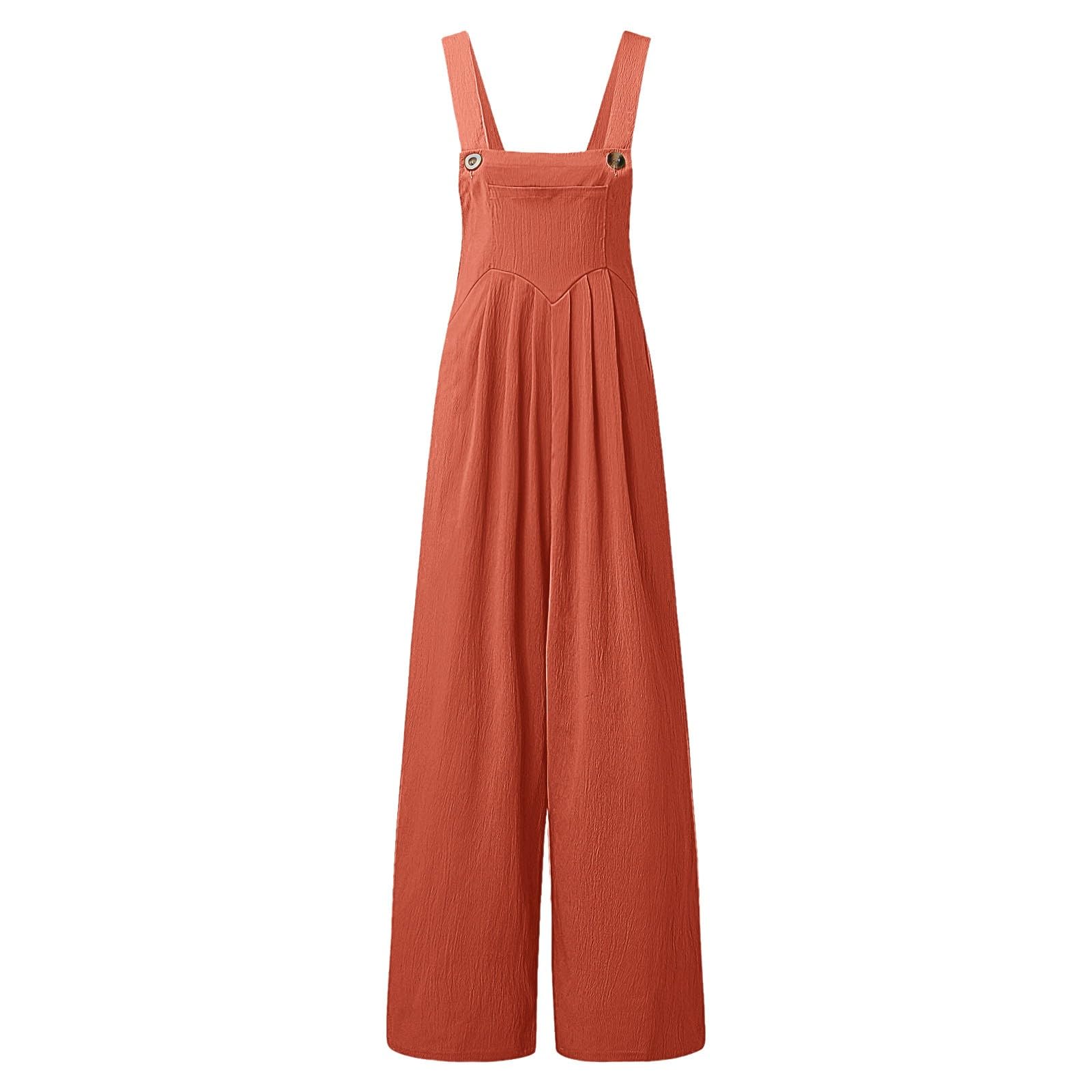 Latzhose Kinder Mädchen Ärmellos Baggy Leinen Jumpsuit Bequeme Casual Playsuit mit Träger Atmungsaktive Wide Leg Overall Einfarbig Mode Weich Sommerhose