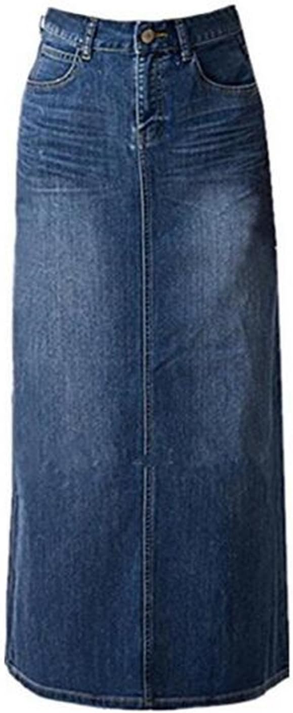 Women's Maxi Pencil Jean Skirt- High Waisted A-Line Long Denim Skirts for Ladies- Blue Jean Skirt - Image 7