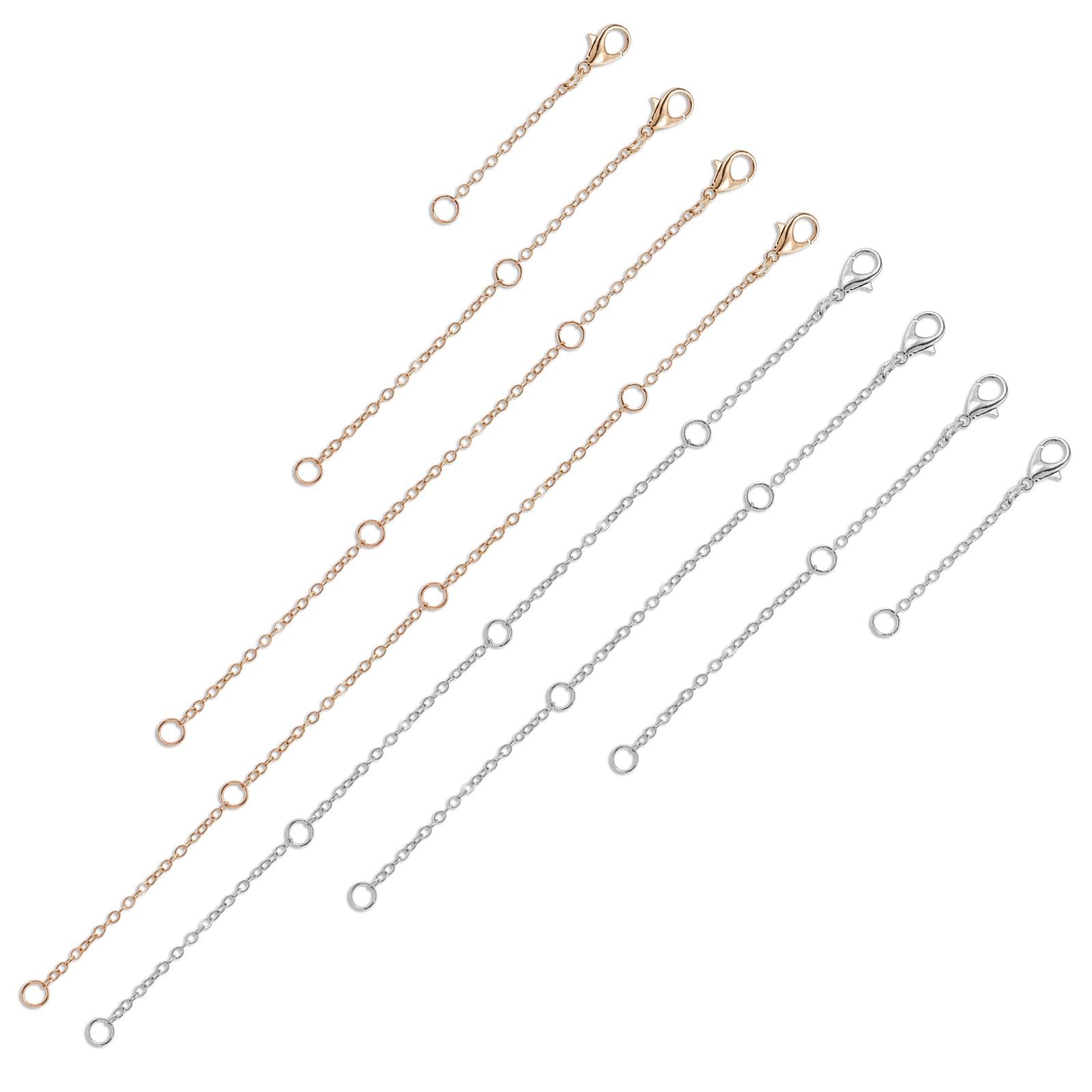 Estensori Per Collane In Acciaio Inox - Set 8 Pezzi, Argento E Oro, 4 Misure - Foto 4