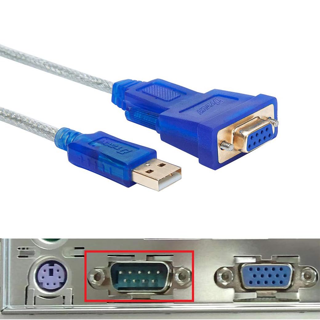 DTech Adattatore da USB a seriale 3 m, USB a RS232 DB9, cavo femmina COM porta con chipset FTDI, supporta Windows 11 10 8 7 Mac Linux