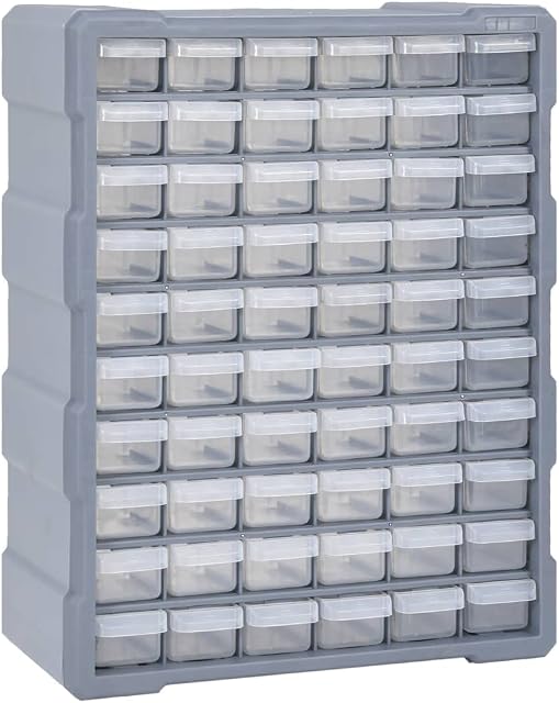 vidaXL Multi-drawer Organiser with 60 Drawers Tool Organiser Unit Workshop Wall Drawer Cabinet Sewing Nail Bolt Screw Craft Bit Storage Box