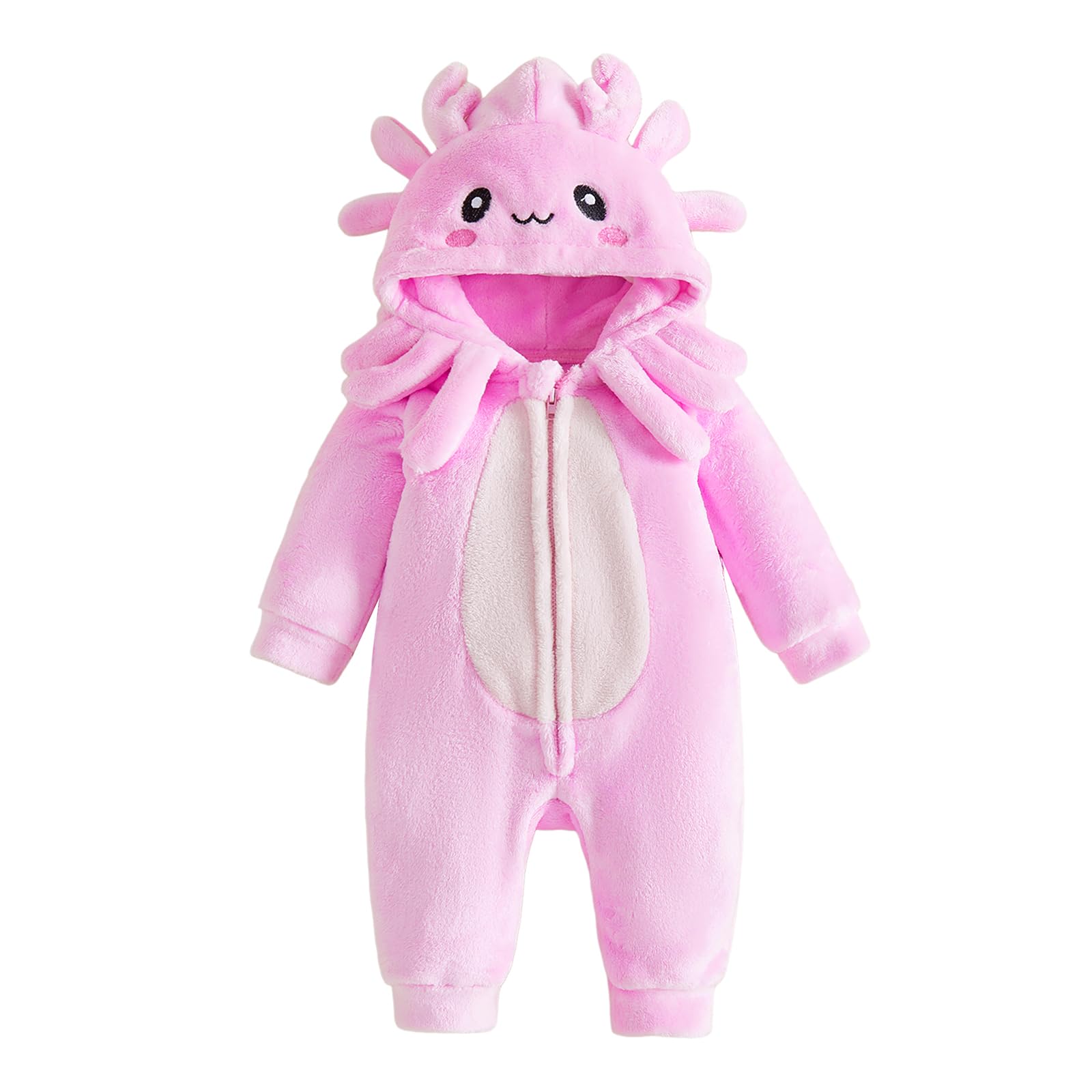 JJshengyixi Infant Fleece Jumpsuit Cartoon Winter Outfits Baby Rompers (Pink, 12-18 Months) โ image 1