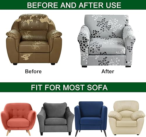 Miniatura 5 de CRFATOP Fundas para sillón de 2 piezas para sala de estar, fundas elásticas para sillón separado, fundas de cojín lavables, protectores de muebles