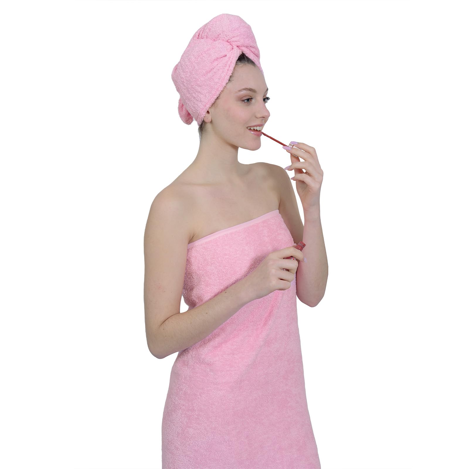 Juego de Toallas de baño de algodón 100% con secador Turbante – Suaves y Altamente absorbentes – Fabricado en Italia – Juego de 2 Piezas – Beige Grandes Toallas de Ducha para Cara