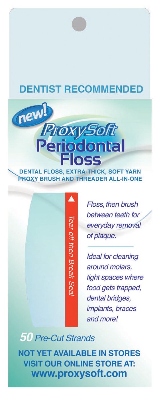 ProxySoft Periodontal Floss, 2 Packs - Dental Floss Threader, Braces Floss and Thick ProxyBrush for Daily Care of Periodontal Disease and Gum Health - Orthodontic Flossers for Braces and Teeth