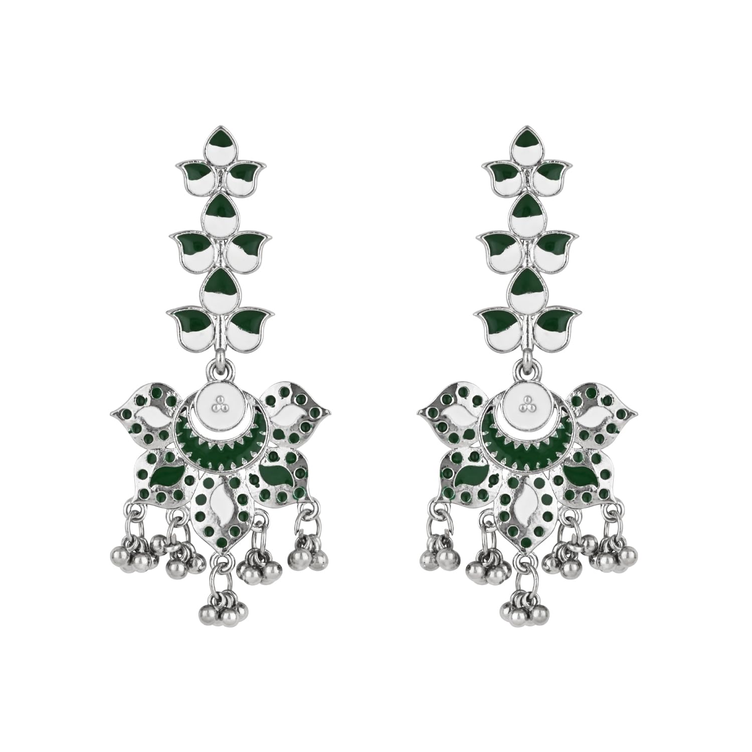 I Jewels Navratri Silver Oxidised Meenakari Floral Leaf Design Dangle Earrings For Women (E3237ZG) (B0D96DSJ4W) Amazon Price History, Amazon Price Tracker