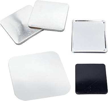 ChiButtons 50x50mm Square Metric Rubber Magnet Fridge Button 100 Sets with Magnet, Upper Shell, Mylar Film & Metal Cover (Official ChiButtons Supplies)