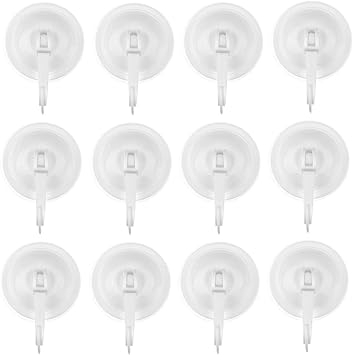 Paquete de 12 Ganchos de Ventosa - Sistema de Seguridad - Poder de vacío Extra Fuerte - Ideales para la Cocina o el baño - Toallas, Batas de baño, ...
