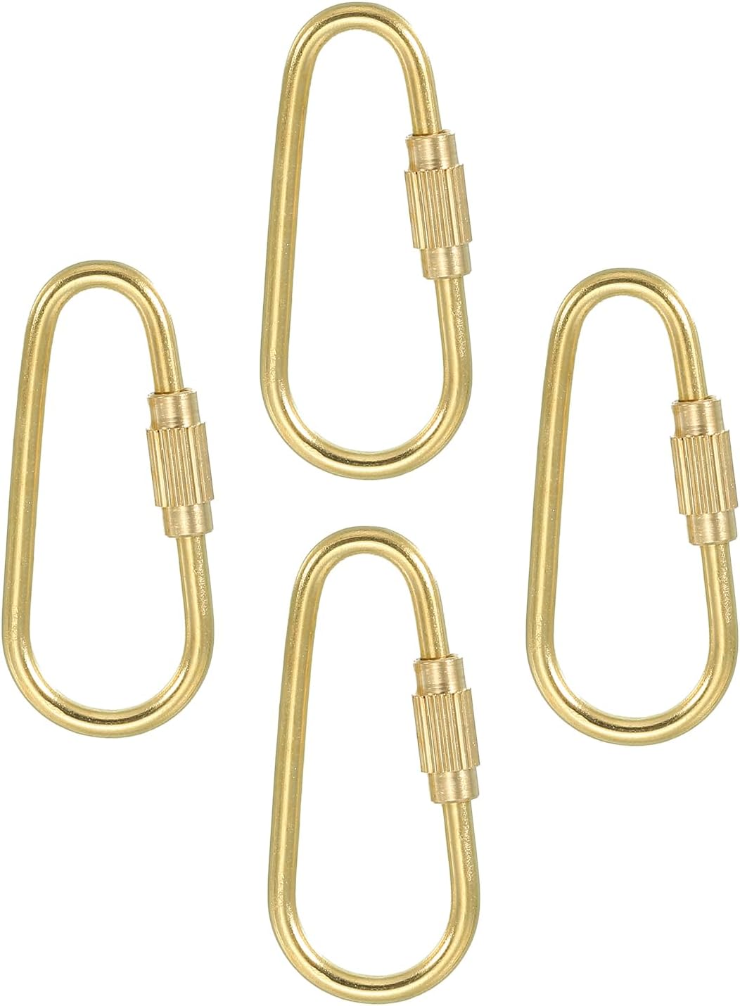 Brass Key Ring, 4 Pack Pure Brass Screw Lock Clip Keychain Hook Holder for Home Office Keys