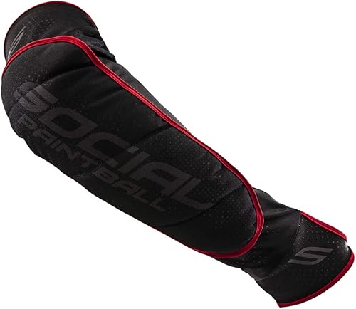 Miniatura 2 de Social Paintball SMPL - Almohadillas de protección para brazo y codo, color negro y rojo