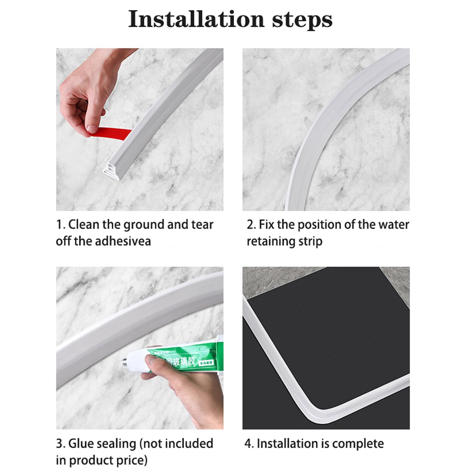 Protection anti-éclaboussures flexible pour douche et baignoire | Bande étanche en silicone pour meubles de salle de bain aucune porte nécessaire, design facile à installer