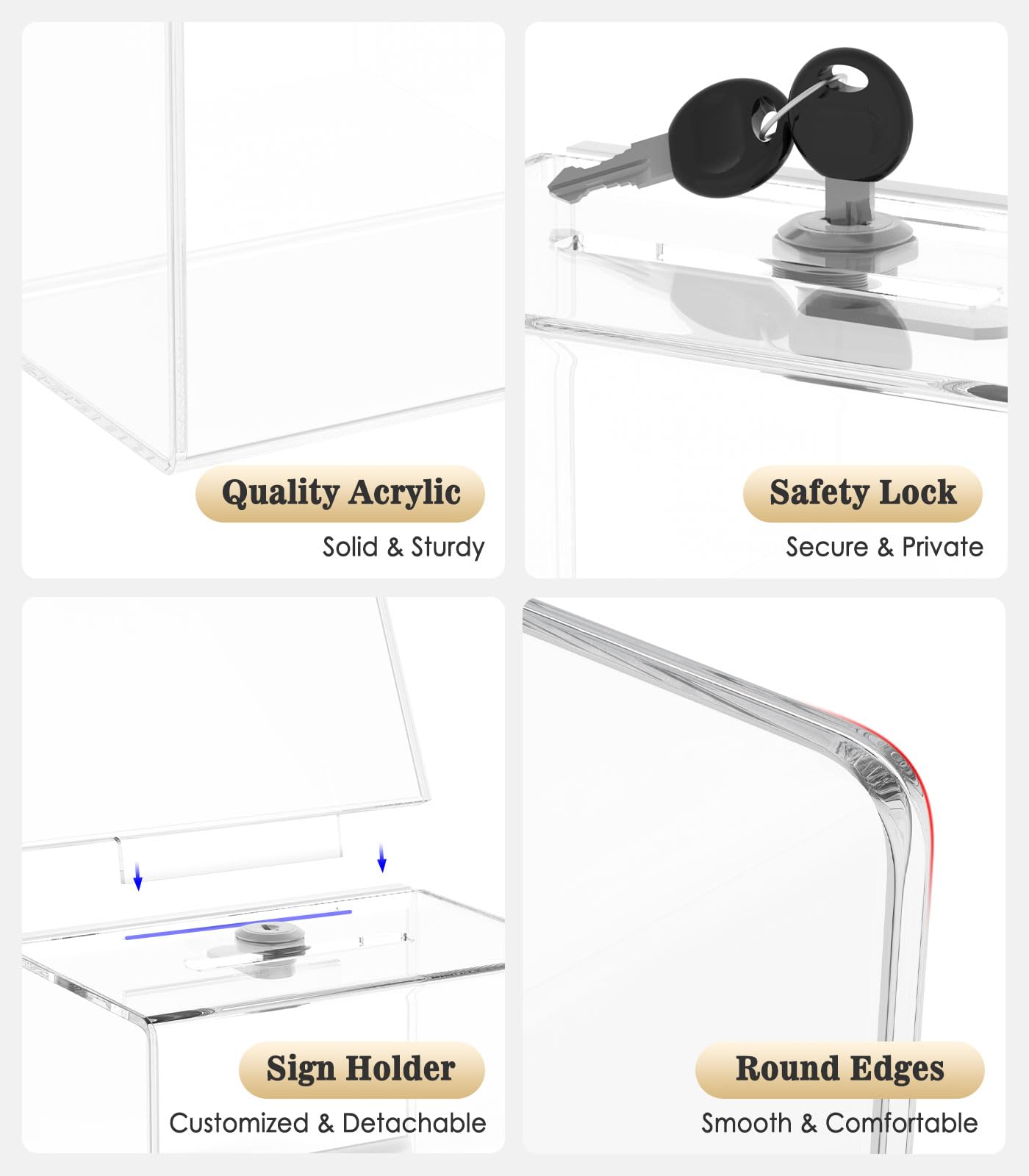 Scatola Per Donazioni In Acrilico Con Serratura, Grande Capacità, Ad