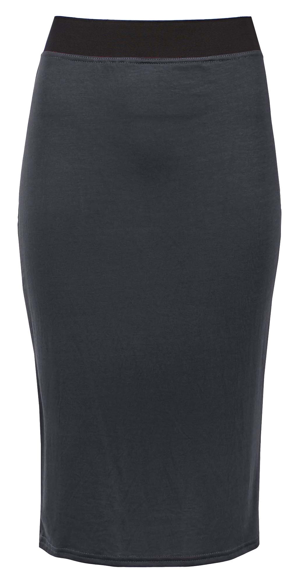 Body2Body BNWT Below Knee Skirt Womens Plain Bodycon Pencil High Waisted Stretch Midi 8-14 (S/M (UK8/10), Charcoal)