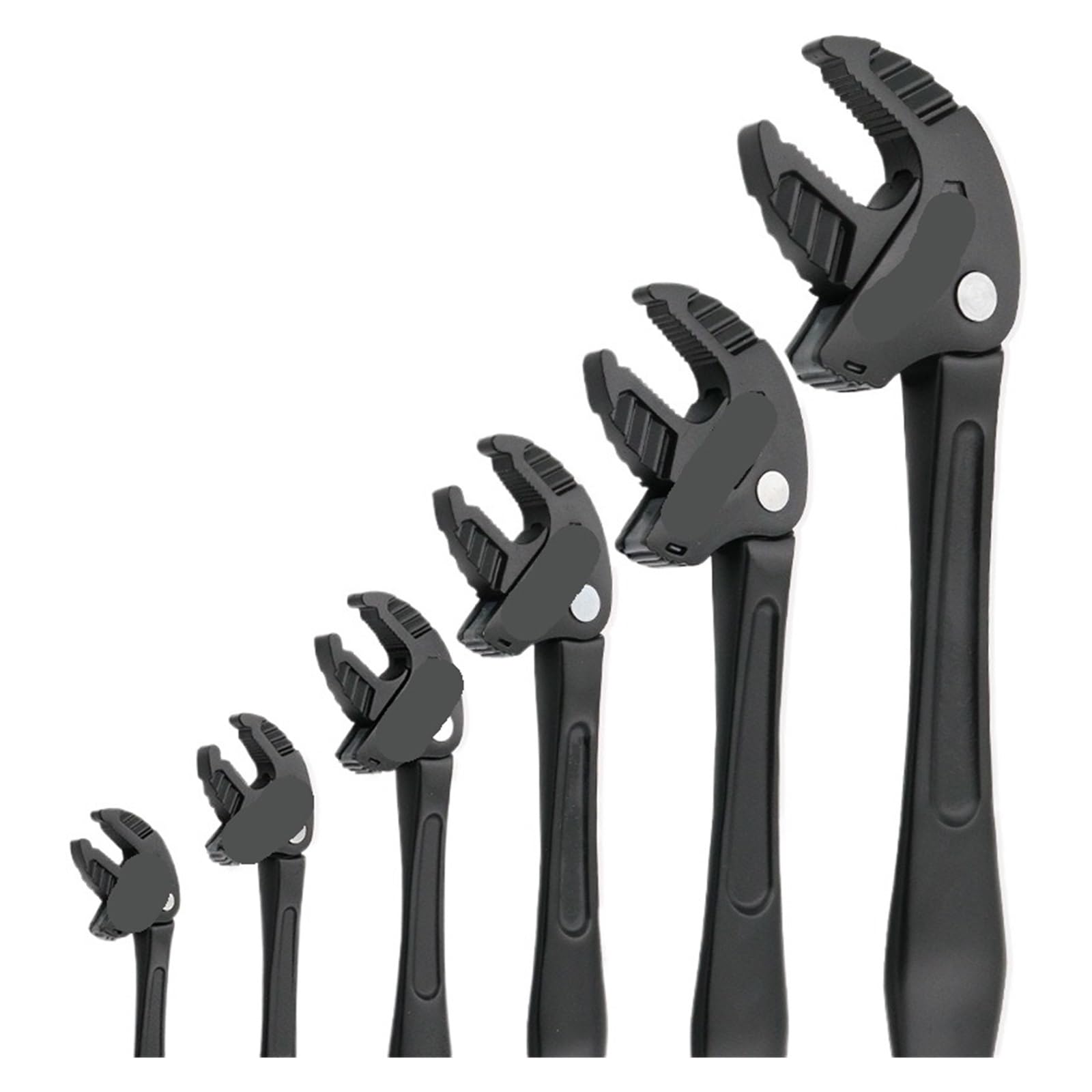 Wjiayao Black Set - 6Pcs Crab Claw Wrench 4/6Pcs Heavy-Duty Industrial Crab Claw Wrench Adaptive Ratchet Large Opening For Automotive Plumbing(Black Set - 6Pcs)