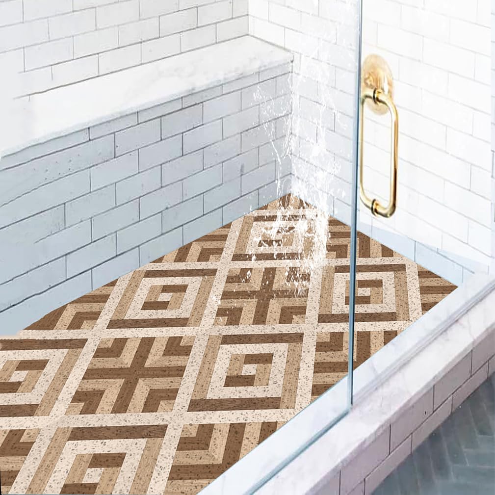 Alfombra Ducha Antideslizante 60X150 CM Modernas Alfombrilla baño Antideslizante con Drenaje Secado Rápido Loofah PVC Suave Alfombrilla de Ducha