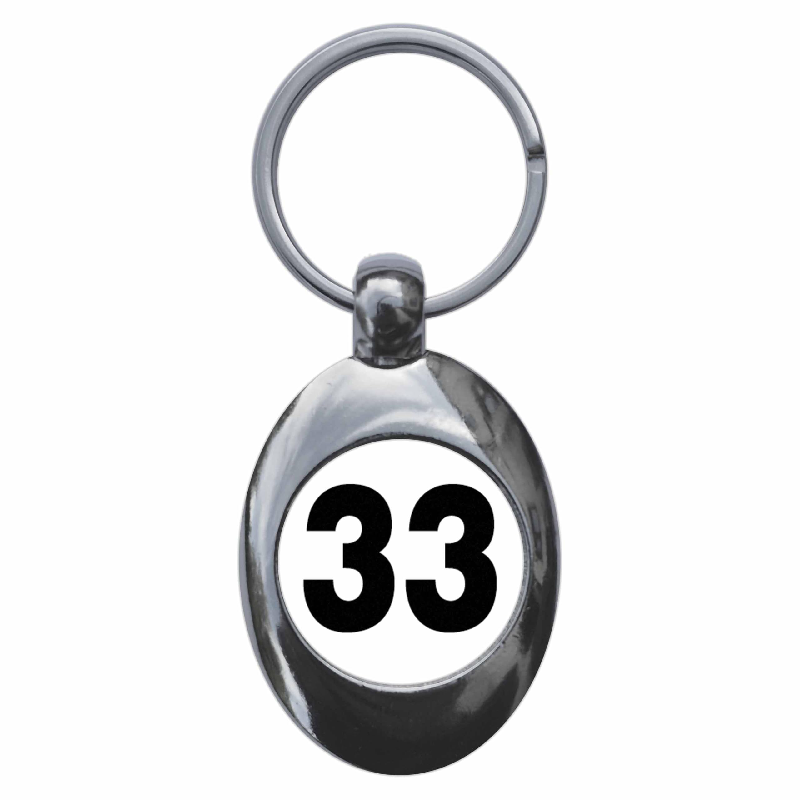 Ozorath Plain Number 33 Thirty Three Keyring Keychain Key Ring Chain With Trolley Coin