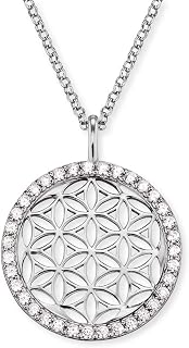 Engelsrufer Damen Halskette aus Sterling Silber mit Lebensblume Anhänger - besetzt mit Zirkonia Steinen - Karabinerverschluss - längenverstellbar - nickelfrei