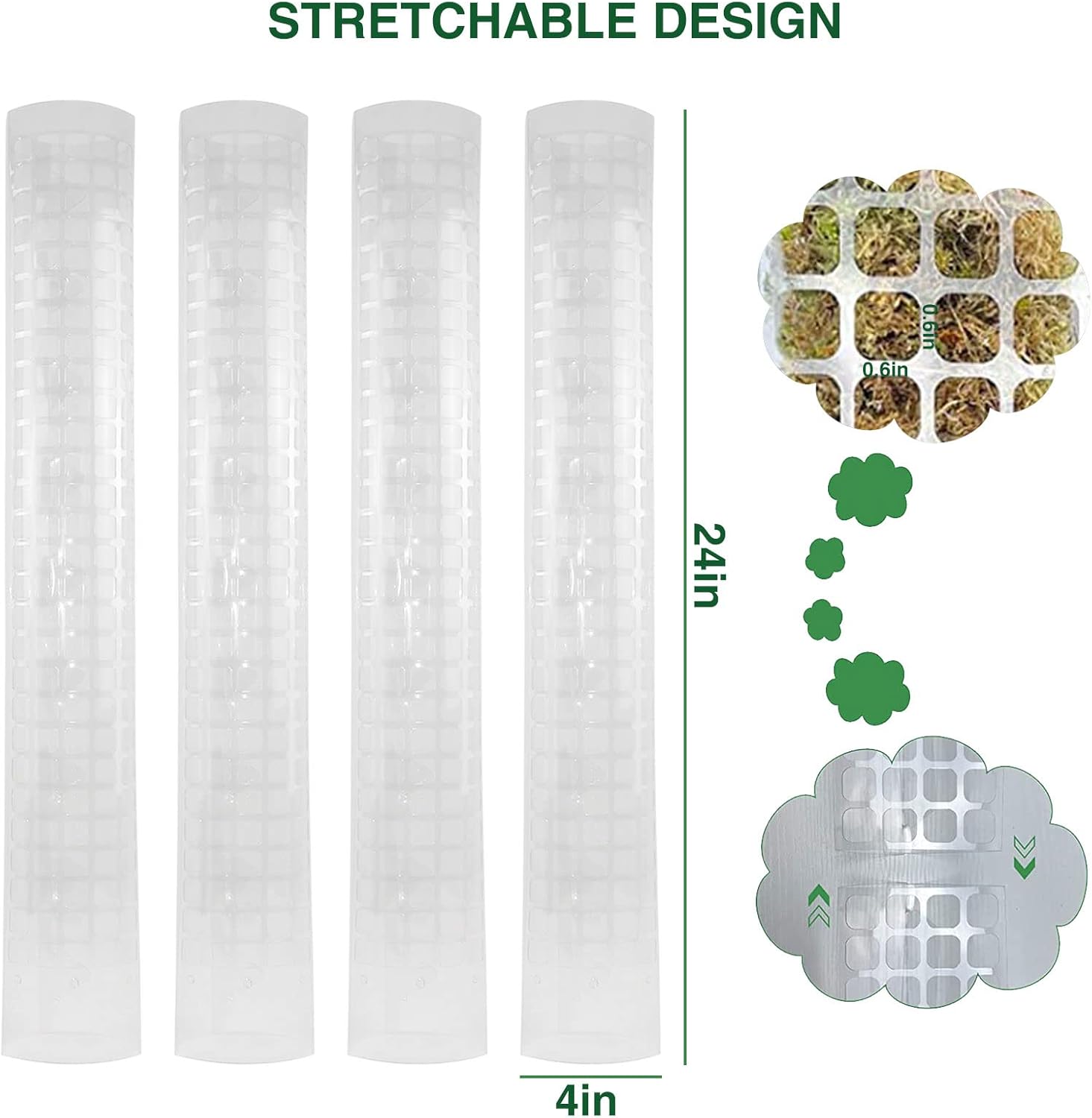 6 Pcs 24 Inch Plastic Moss Poles for Climbing Plants, Plant Support for Indoor Plants Work with Sphagnum Moss