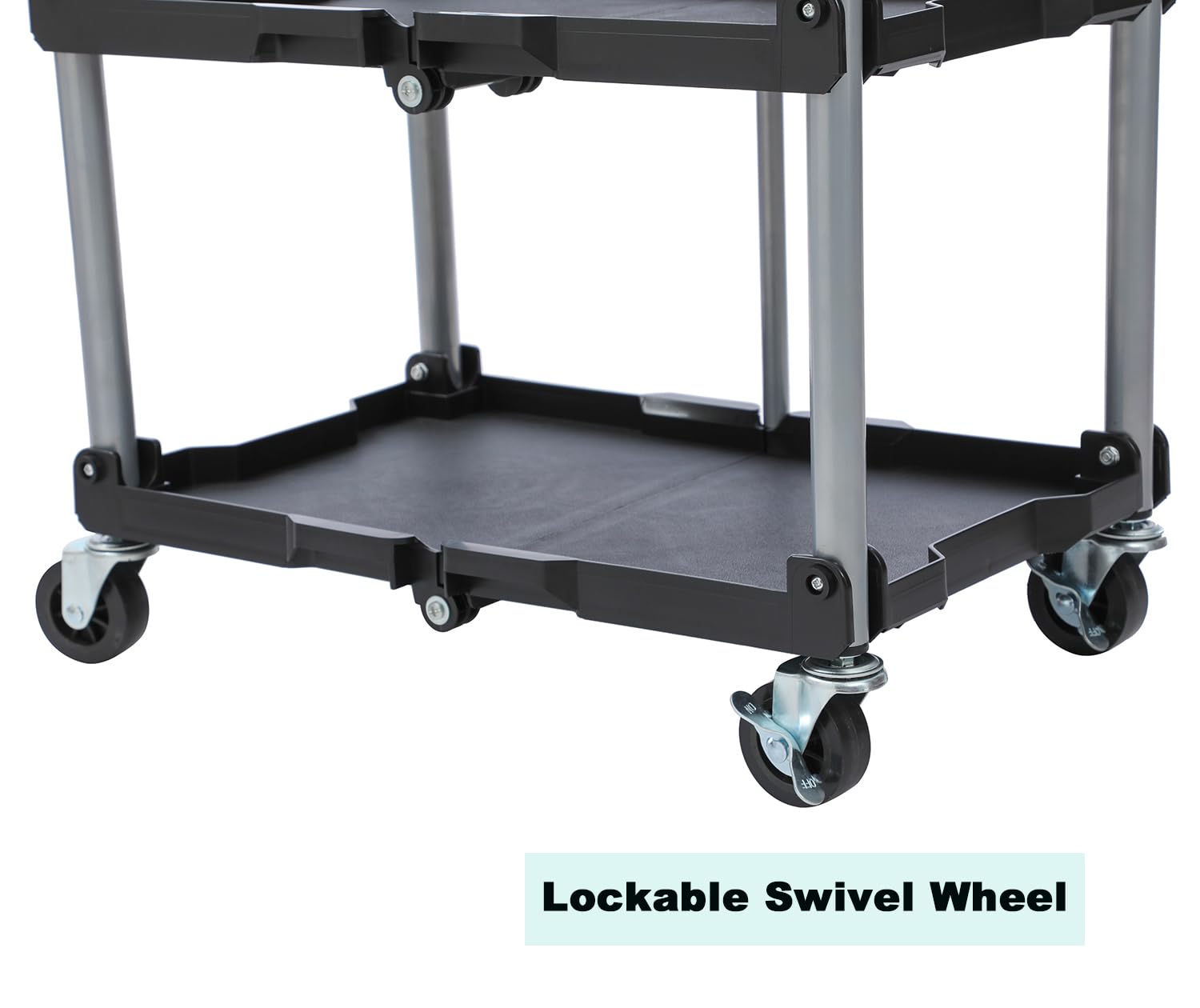 KATSU Tools Chariot de service pliable à 3 niveaux, chariot à outils utilitaire, charge de 68 kg, roues verrouillables, poignées ergonomiques, 83 x 36 x 64 cm, pour atelier, garage, maison, bureau et