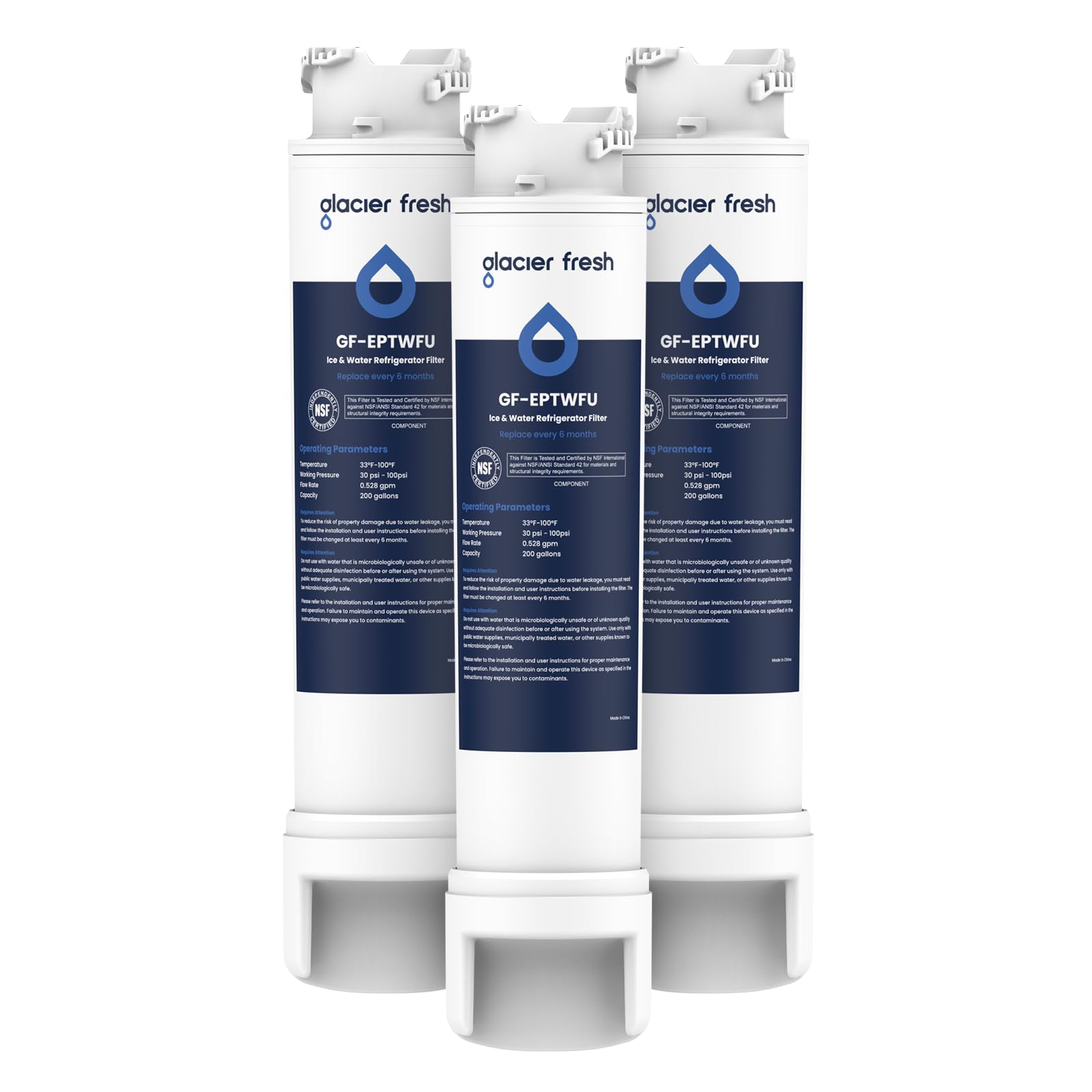 GLACIER FRESH GF-EPTWFU Water Filter Replacement, Compatible with EPTWFU01, EWF02, Pure Source Ultra II, Pure Source Ultra 2, 012505454226, 4562222, 807946701, 3 Pack