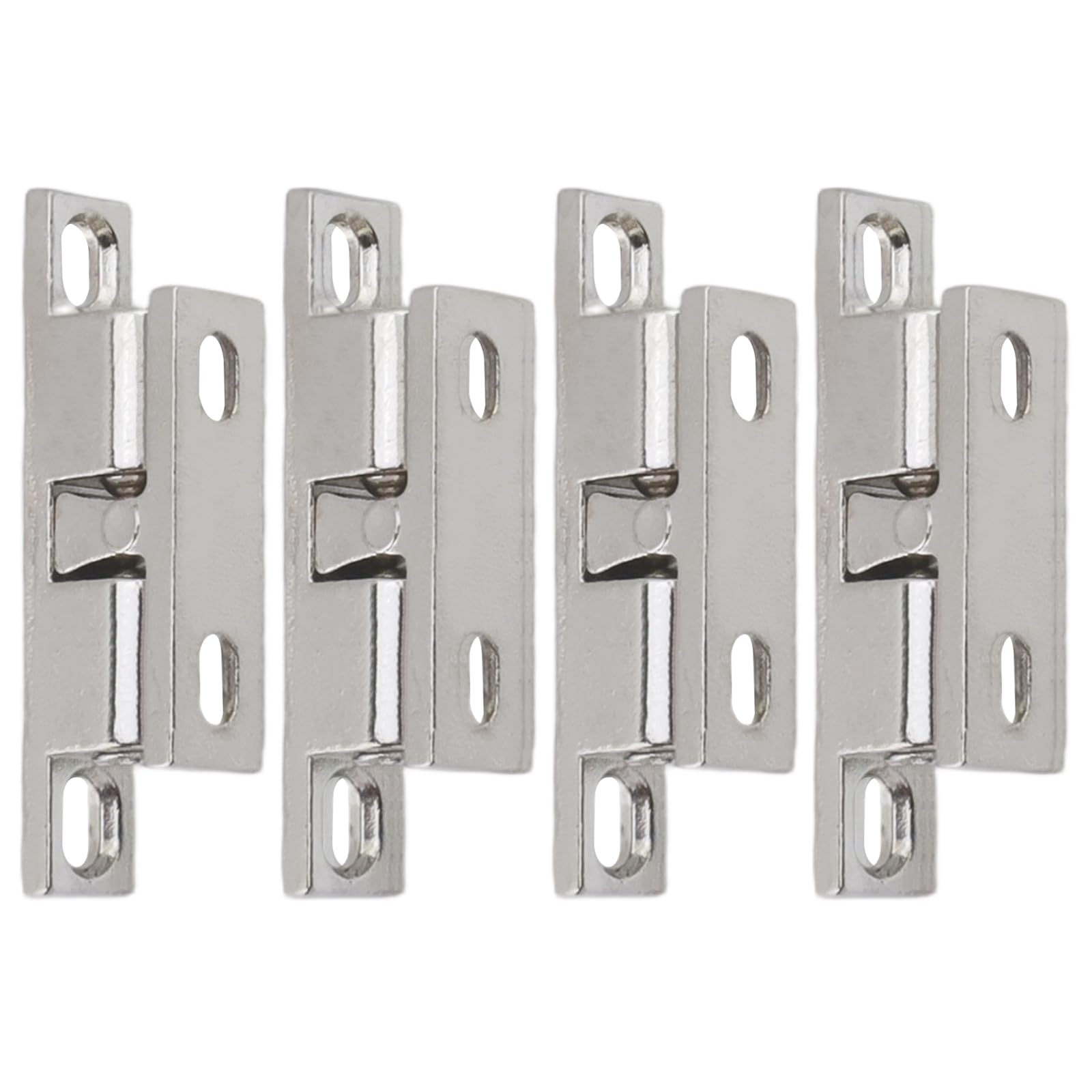 Geesatis Double Roller Catch Cabinet Latches,Adjustable Double Ball Tension Roller Catch Latch,Zinc Alloy Cabinet Tension Catch,Pack of 4,Silver,35mmX43mm
