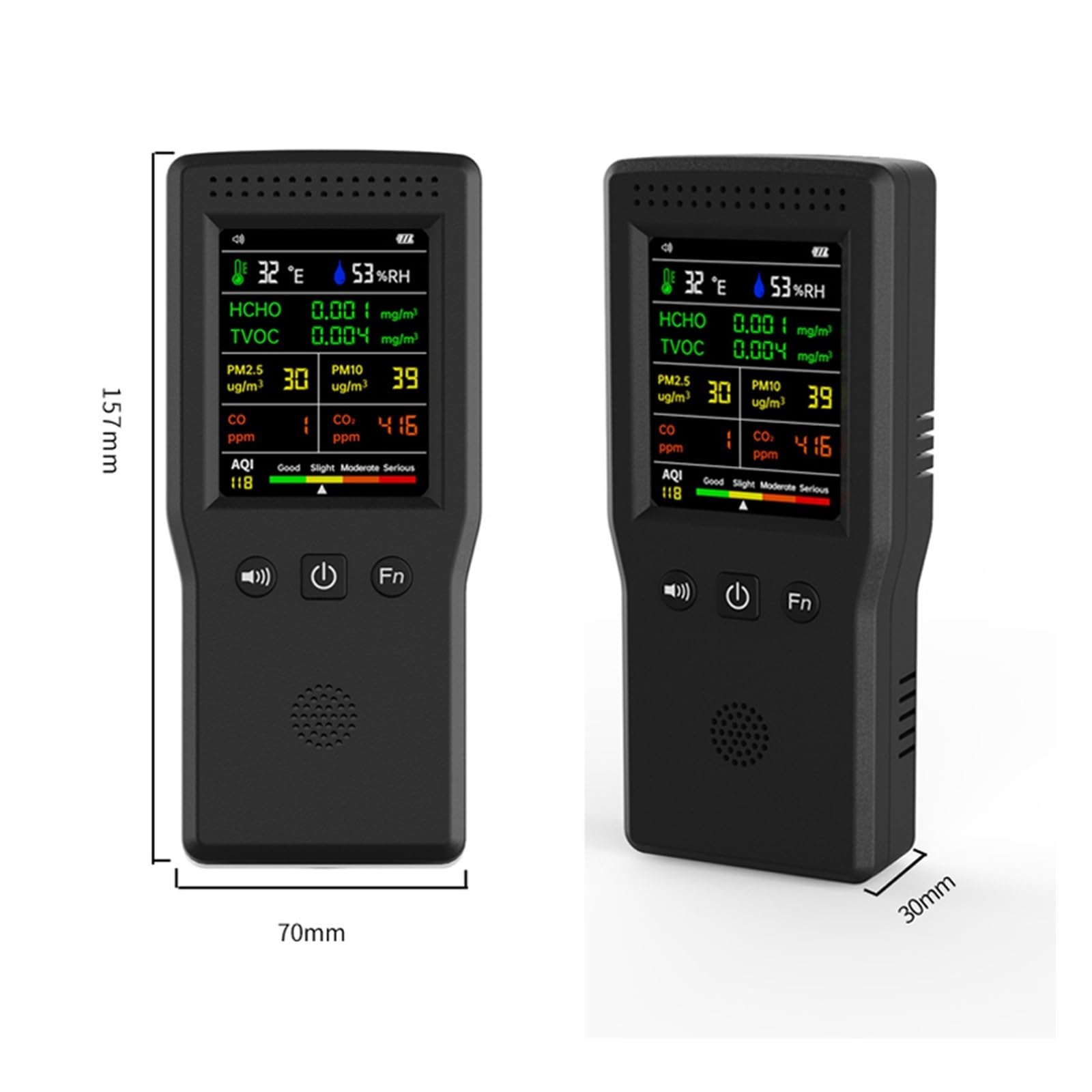Licznik cząstek powietrza 9 w 1 detektor jakości powietrza ręczny miernik CO2 temperatura wilgotność PM2.5 PM10 HCHO TVOC CO CO2 Air Monitor z wyświetlaczem LCD(Wit)