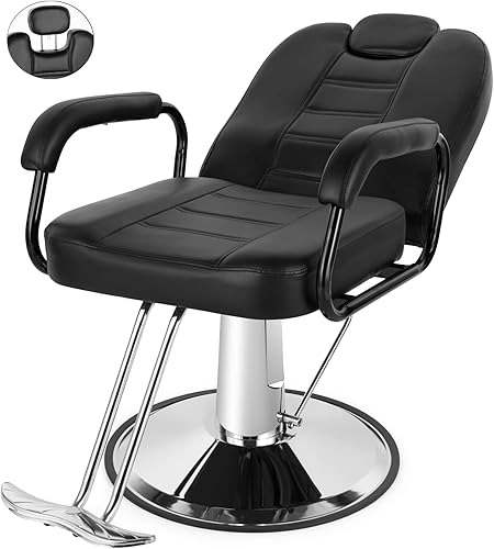 Artist hand Sillas de barberos, silla reclinable hidráulica de alta resistencia, muebles de spa, champú reclinable, asiento extra ancho, equipo de
