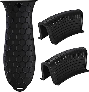 Cast Iron Skillet Handle Covers - 3 Pack Non-Slip Pot Handle Covers Potholder, Heat Resistant Silicone Pan Handle Sleeve for Cast Iron Skillet Metal Pan (Black)