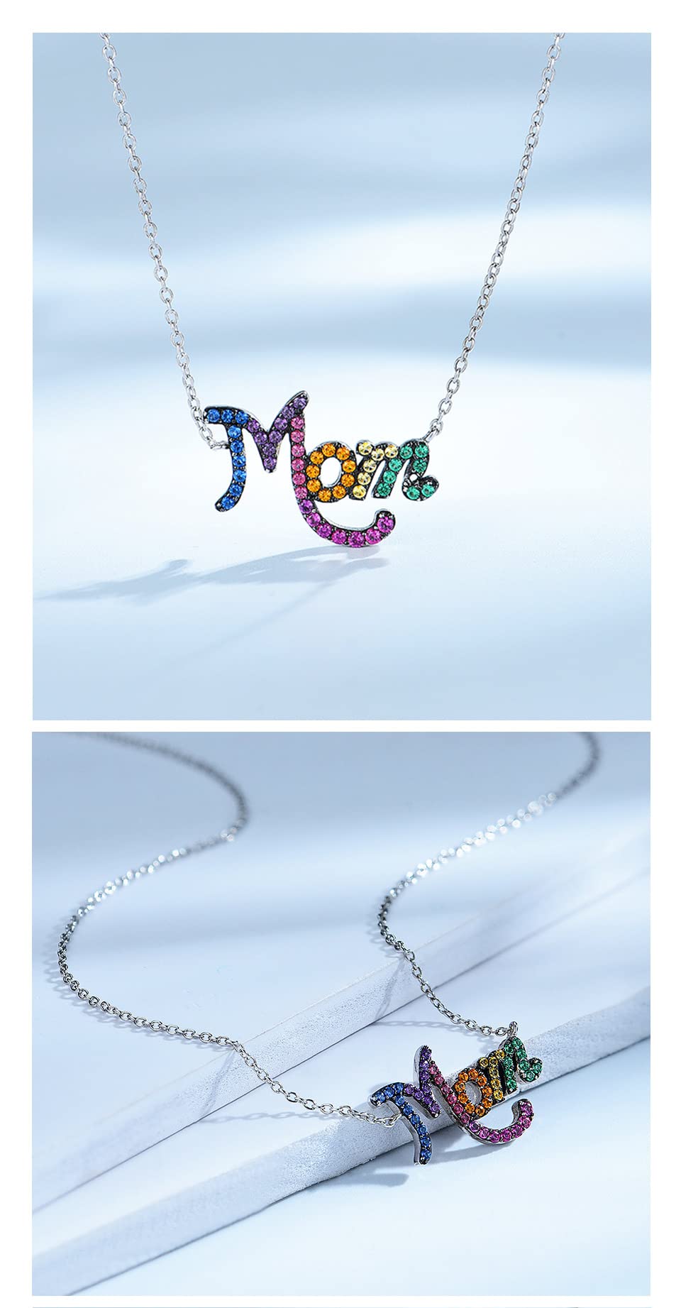 Collares Elegantes Colgantes Joyería De Plata Esterlina 925 Carácter Creado Mamá Collar Boda para Mamá Regalo con Cadena