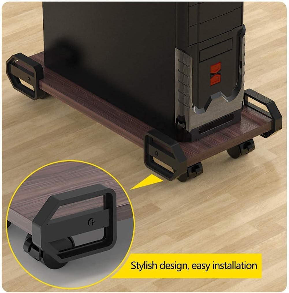 Support CPU en bois avec 4 roulettes pivotantes sous le bureau PC tour support pour bureau organisateur de bureau (taille : 51 cm x 28 cm)