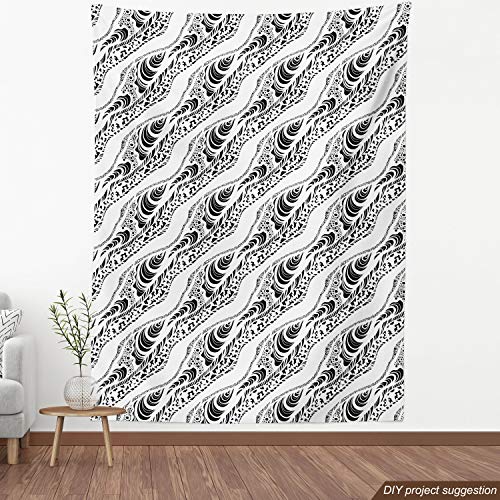 Image of Ambesonne Abstract Fabric by The Yard, Animal Skin Patterns Monochrome Zebra Panther Lion and Other Creatures, Decorative Fabric for Upholstery and Home Accents, 3 Yards, Black Ivory