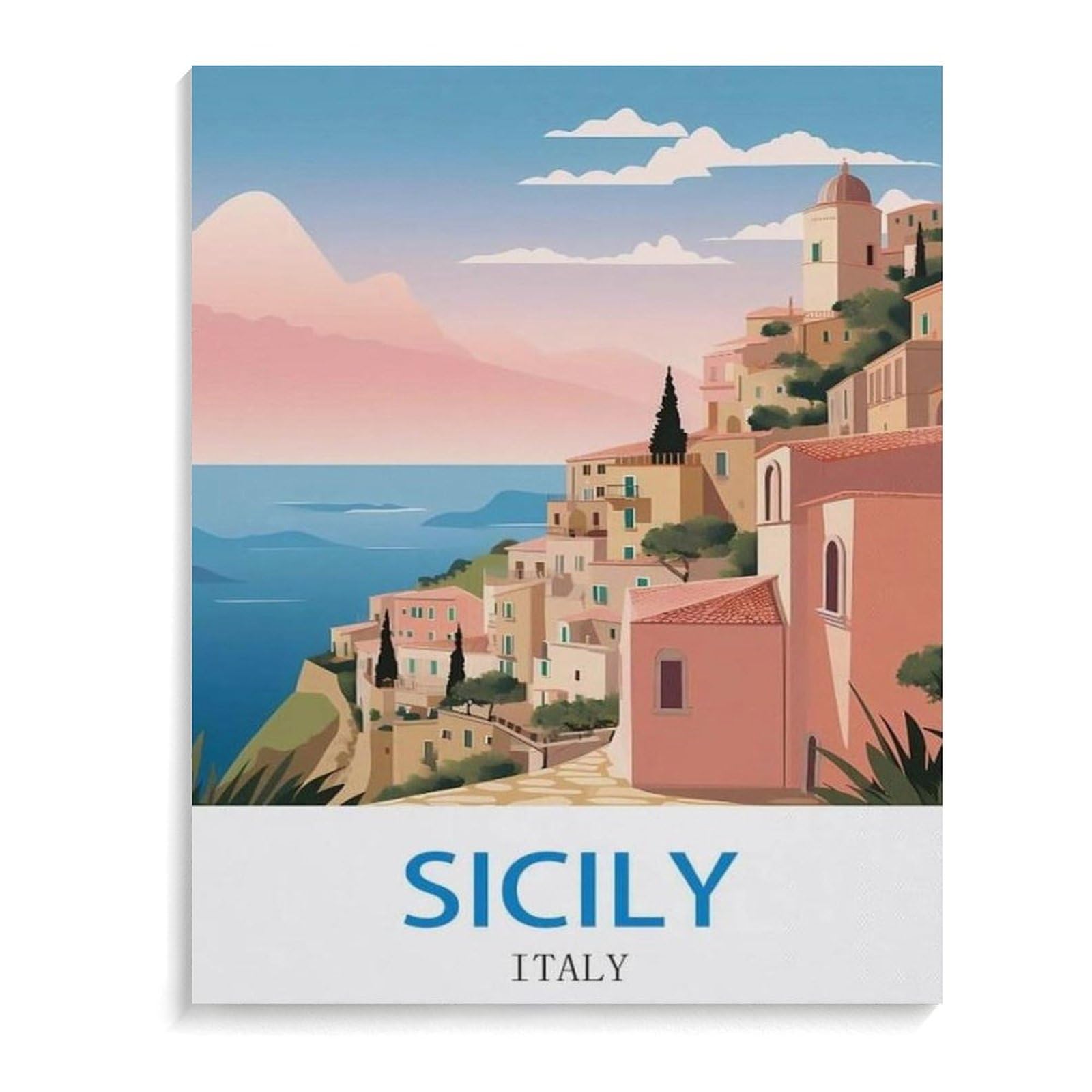BEAYODKP Paint by Numbers，Sicily Italy，Exquisite Oil Painting by Numbers Kits for Beginners(30x40cm-K1