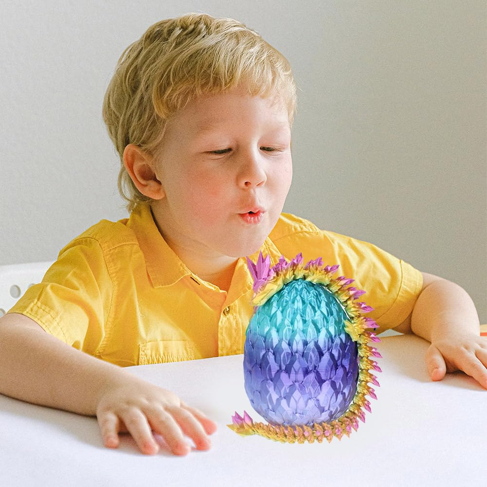 3D Emulated Dragon in Egg,Articulated Crystal Dragon with Dragons Egg,Home Office Decor Executive Desk Toys,Crystal Dragons with Dragonegg Removable Mystery Dragonegg Toy - Image 3
